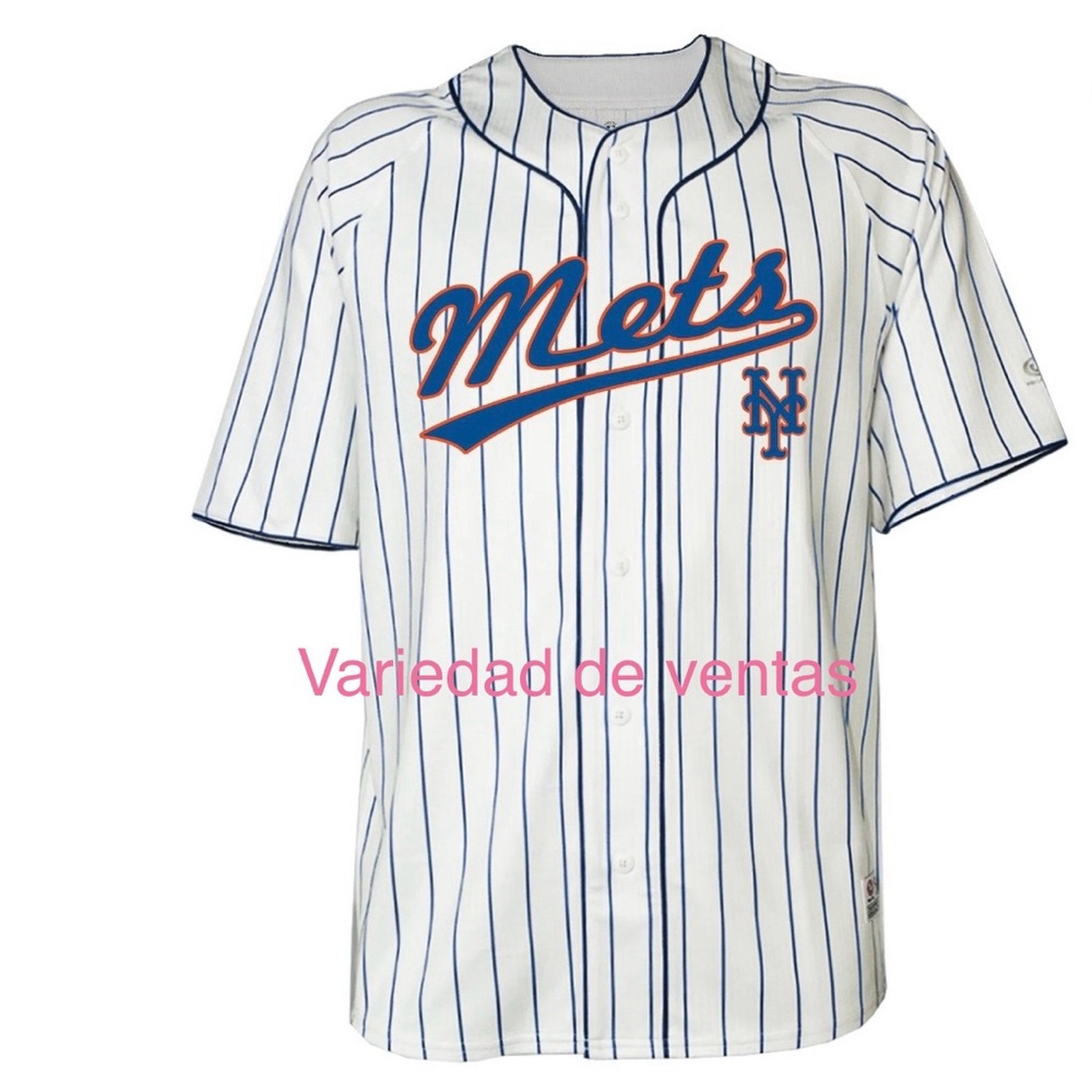 Striped Baseball Jersey with Mets Logo